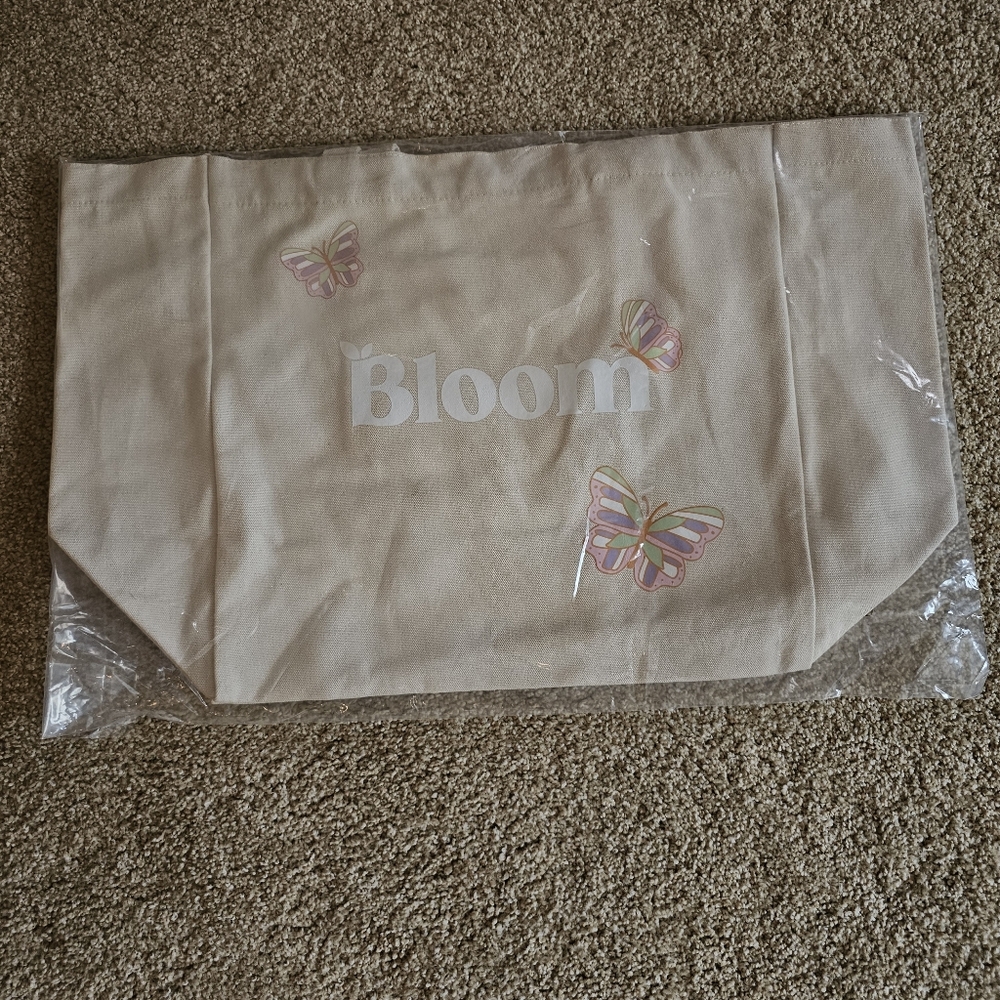 NEW Bloom Canvas Tote Bag with Butterfly Design